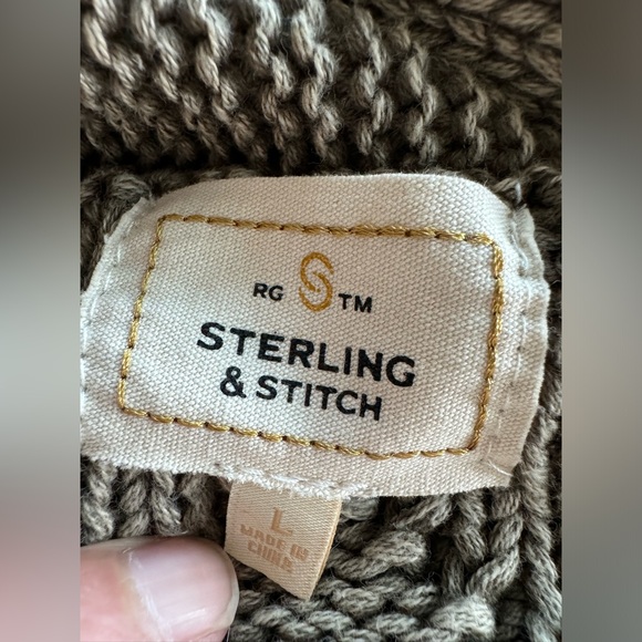 STERLING & STITCH Chunky Cable Knit Fringe Cardigan Sweater Large - Picture 11 of 12